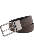 Michael Kors Reversible Signature Monogram Canvas Belt with Brushed Silver Buckle