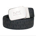 Michael Kors Men's Reversible Leather Belt with Silver MK Logo Plaque