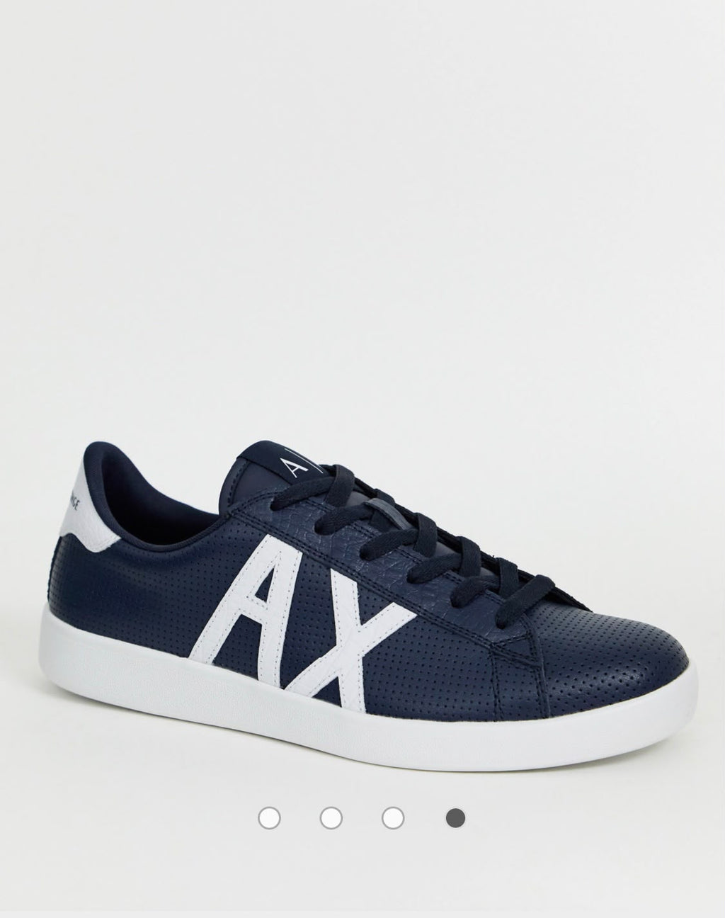 Armani Exchange Men's AX Logo Perforated Navy Leather Sneakers