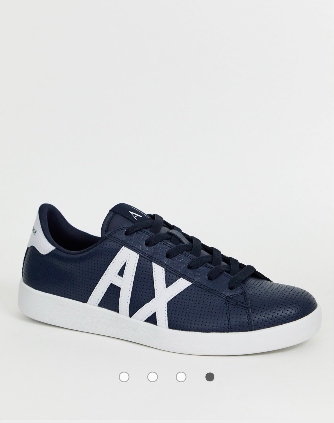 Armani Exchange Men's AX Logo Perforated Navy Leather Sneakers