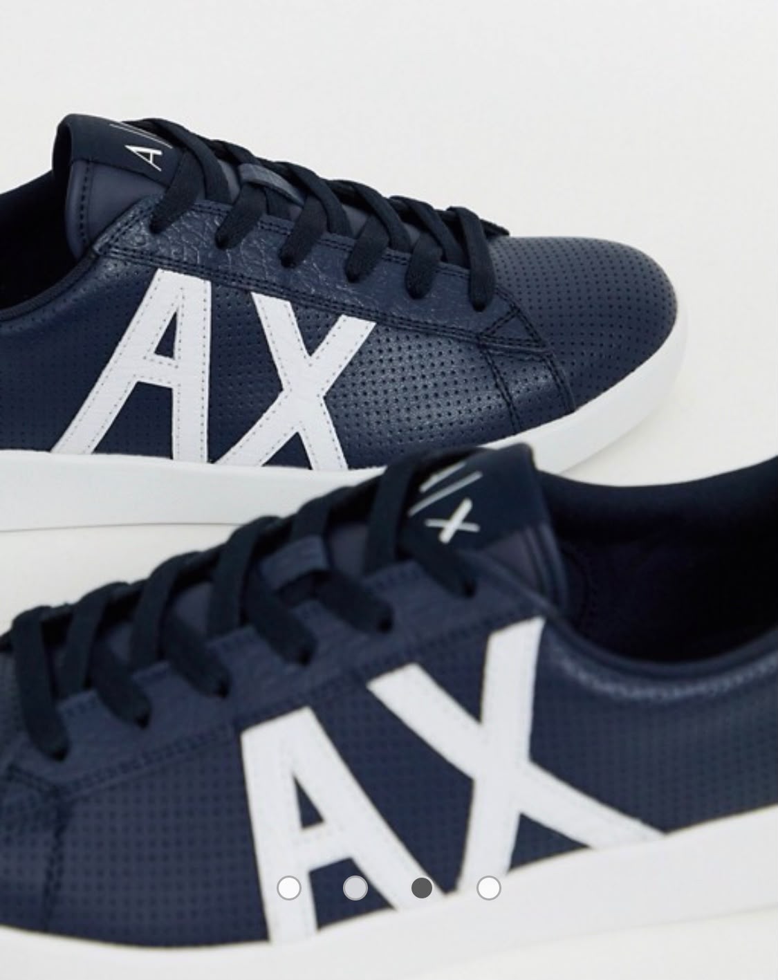 Armani Exchange Men's AX Logo Perforated Navy Leather Sneakers