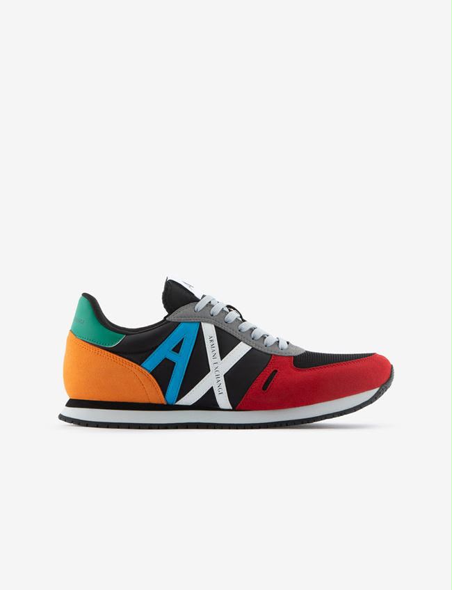 Armani Exchange Men's Retro Block Multicolor Running Sneakers