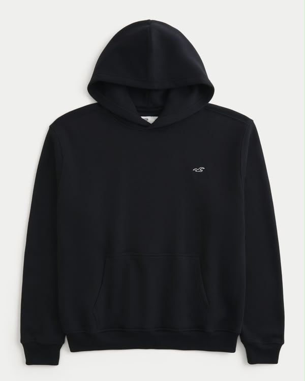 Hollister Men's Relaxed Popover Icon Fleece Hoodie