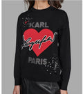 Karl Lagerfeld Paris Women's Embellished Heart Graphic Sweater.
