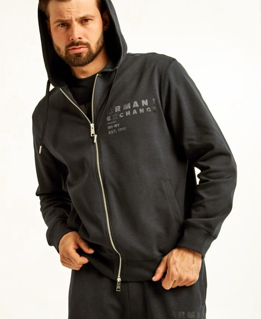 Armani Exchange Zip-Up Sweatshirt in Cotton French