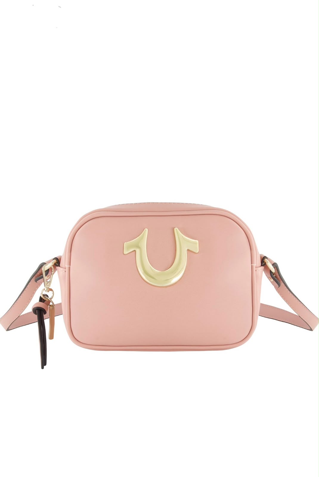 True Religion Women's Crossbody Bag Mini Adjustable Shoulder Handbag Camera Purse with Horseshoe Logo