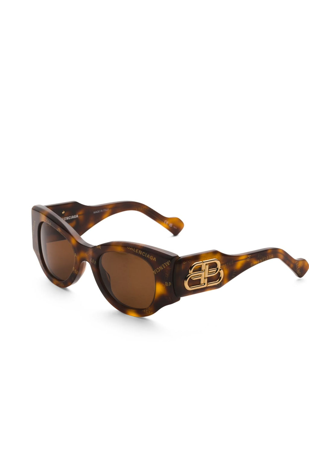 Balenciaga Women's Tortoise Brown BB0070S Logo Cat Eye