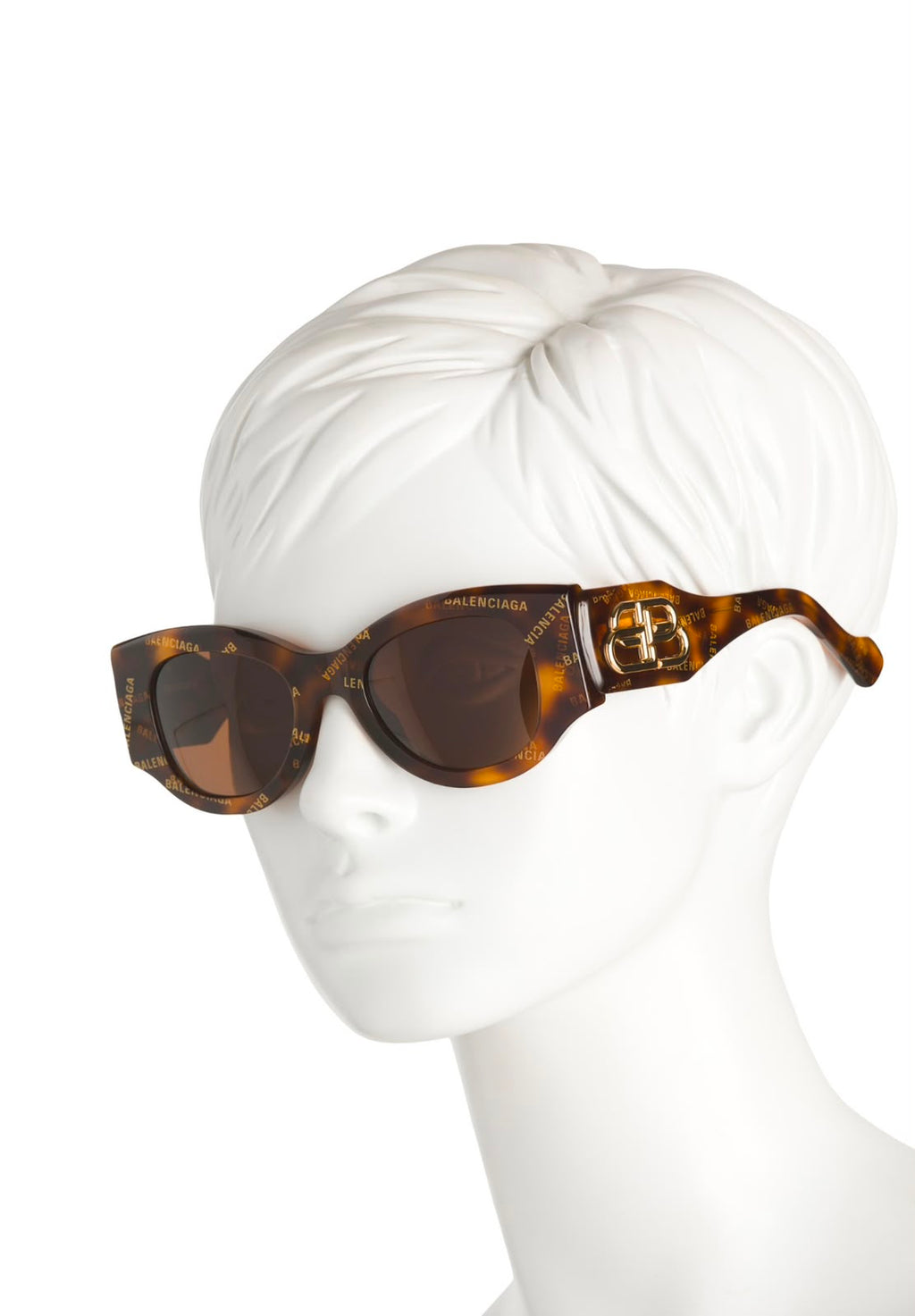 Balenciaga Women's Tortoise Brown BB0070S Logo Cat Eye
