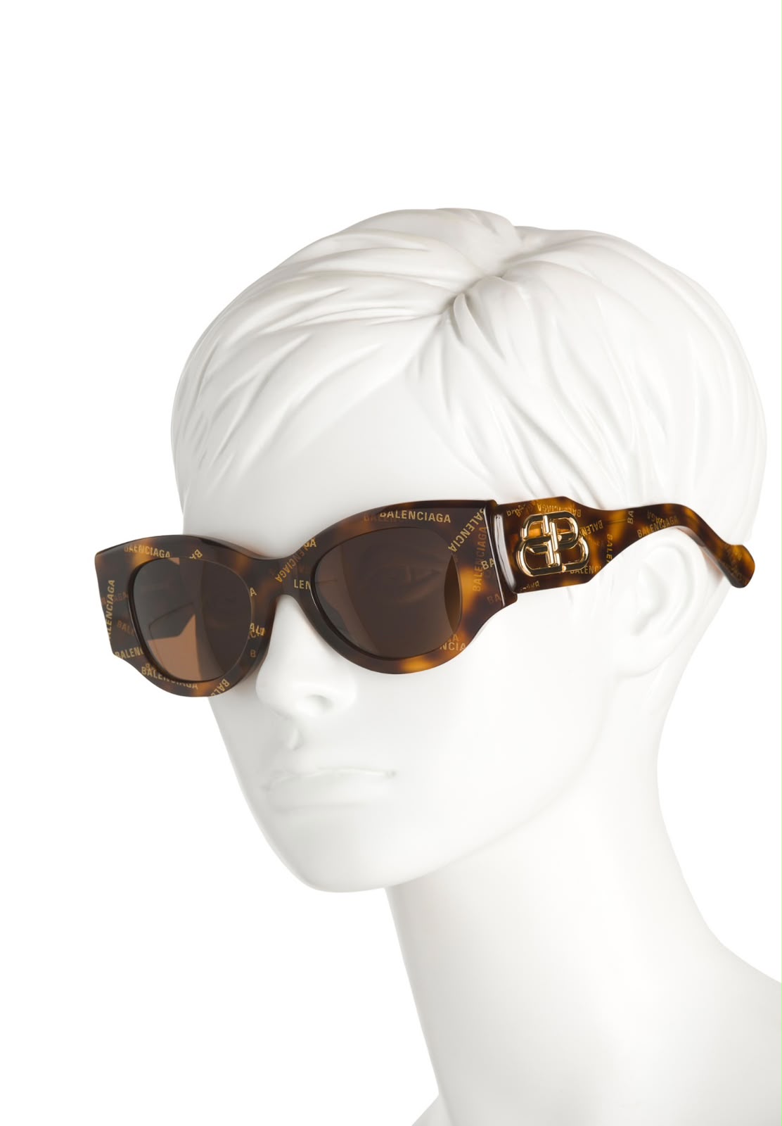 Balenciaga Women's Tortoise Brown BB0070S Logo Cat Eye