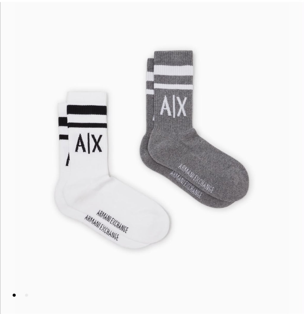 A|X Armani Exchange  Logo Crew Socks 2-pack Socks