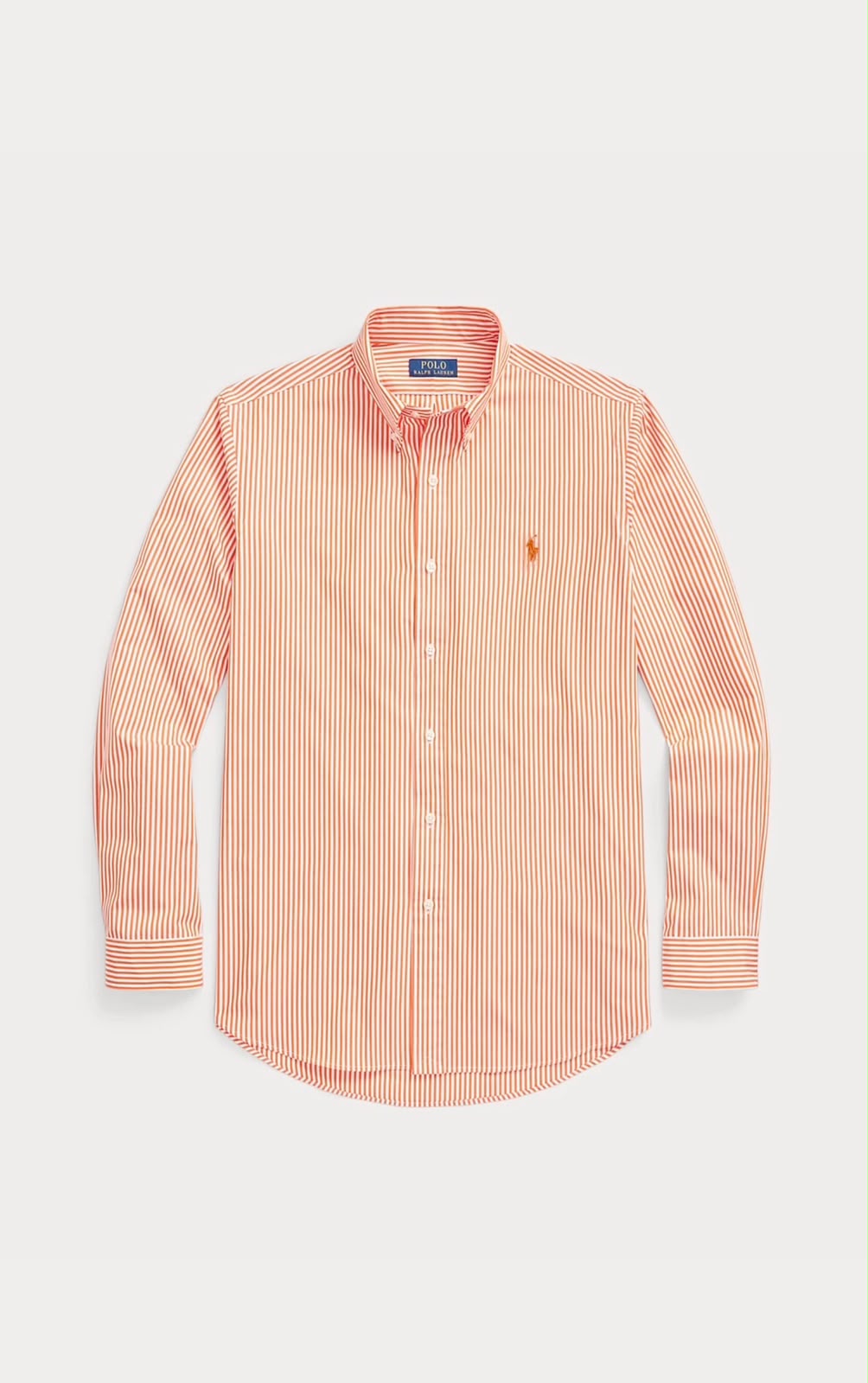 Polo Ralph Lauren striped shirt with logo in orange Slim Fit