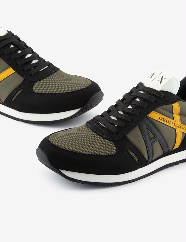 Armani Exchange Men's Retro Block Multicolor Running Sneakers