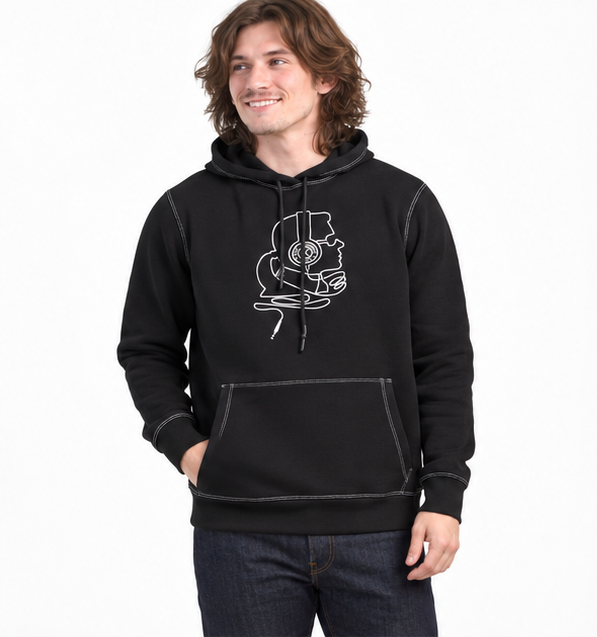 Karl Lagerfeld Paris Continuous Line Cameo Graphic Hoodie