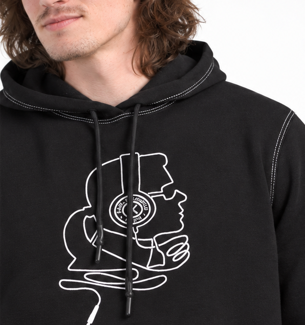 Karl Lagerfeld Paris Continuous Line Cameo Graphic Hoodie
