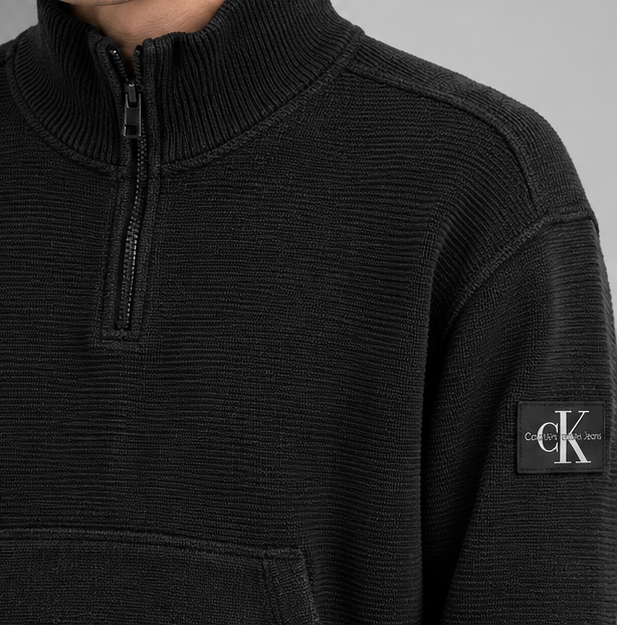 Calvin Klein Badge Half-Zip Mock-Neck Sweatshirt