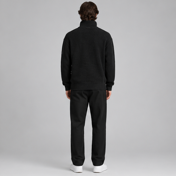 Calvin Klein Badge Half-Zip Mock-Neck Sweatshirt