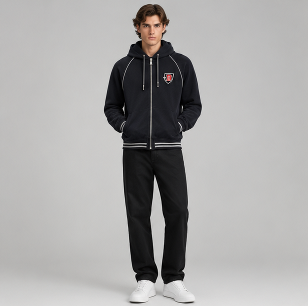 Balmain Crest Badge Zipped Sweatshirt