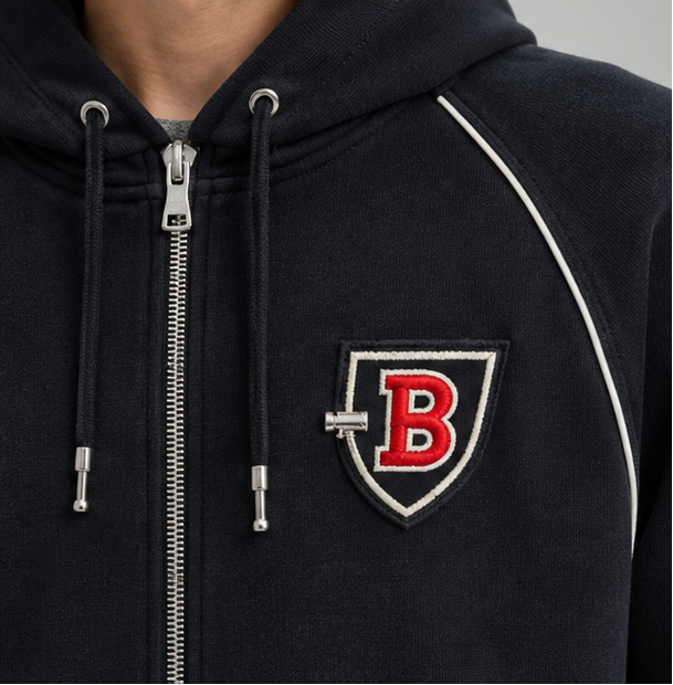 Balmain Crest Badge Zipped Sweatshirt