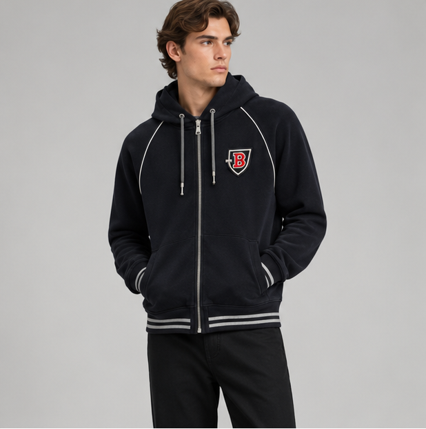 Balmain Crest Badge Zipped Sweatshirt