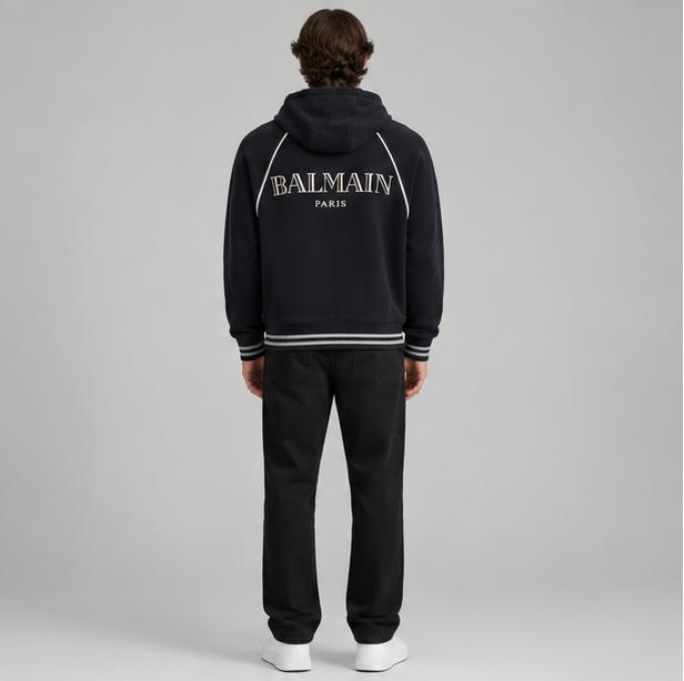 Balmain Crest Badge Zipped Sweatshirt