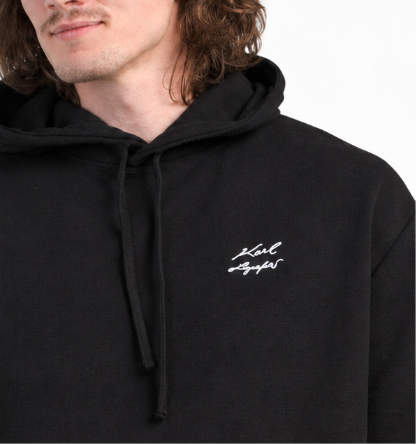 Karl Lagerfeld Classic Script Signature Logo Hoodie