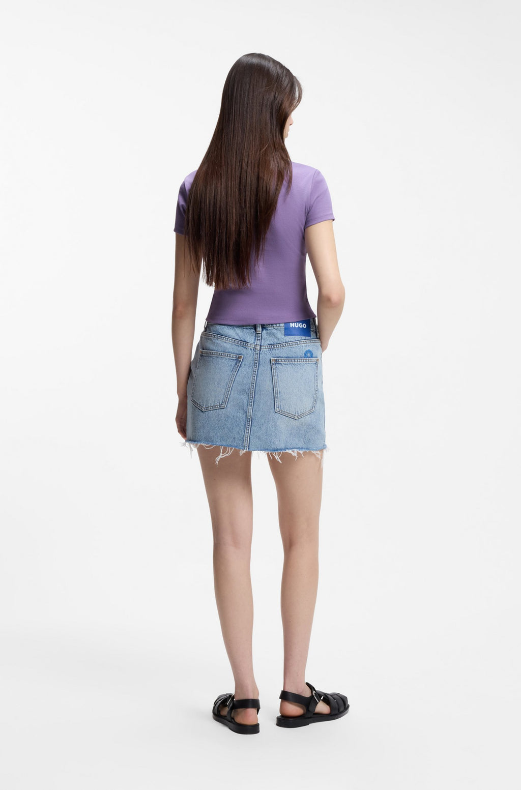 HUGO SLIM-FIT CROPPED T-SHIRT IN STRETCH COTTON