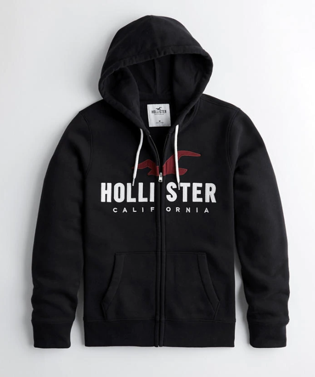 Hollister Graphic Applique Full-Zip Hoodie