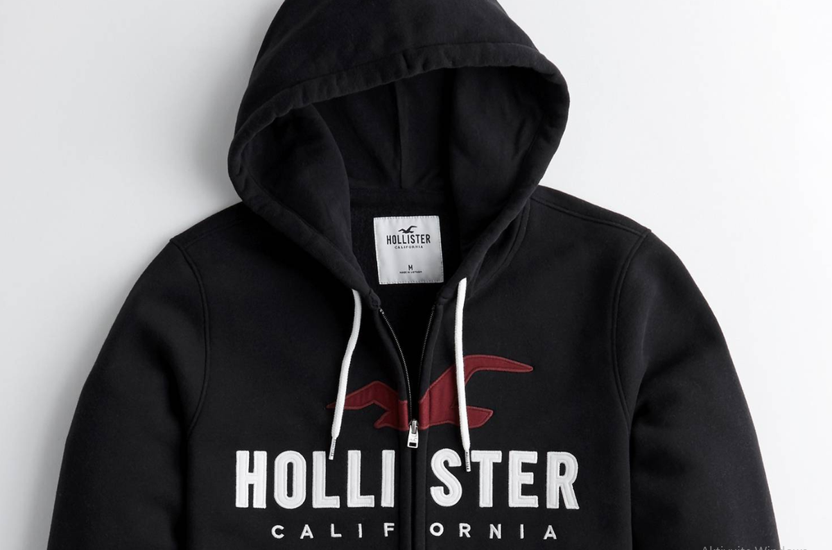 Hollister Graphic Applique Full-Zip Hoodie