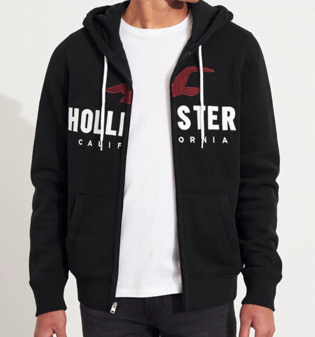 Hollister Graphic Applique Full-Zip Hoodie